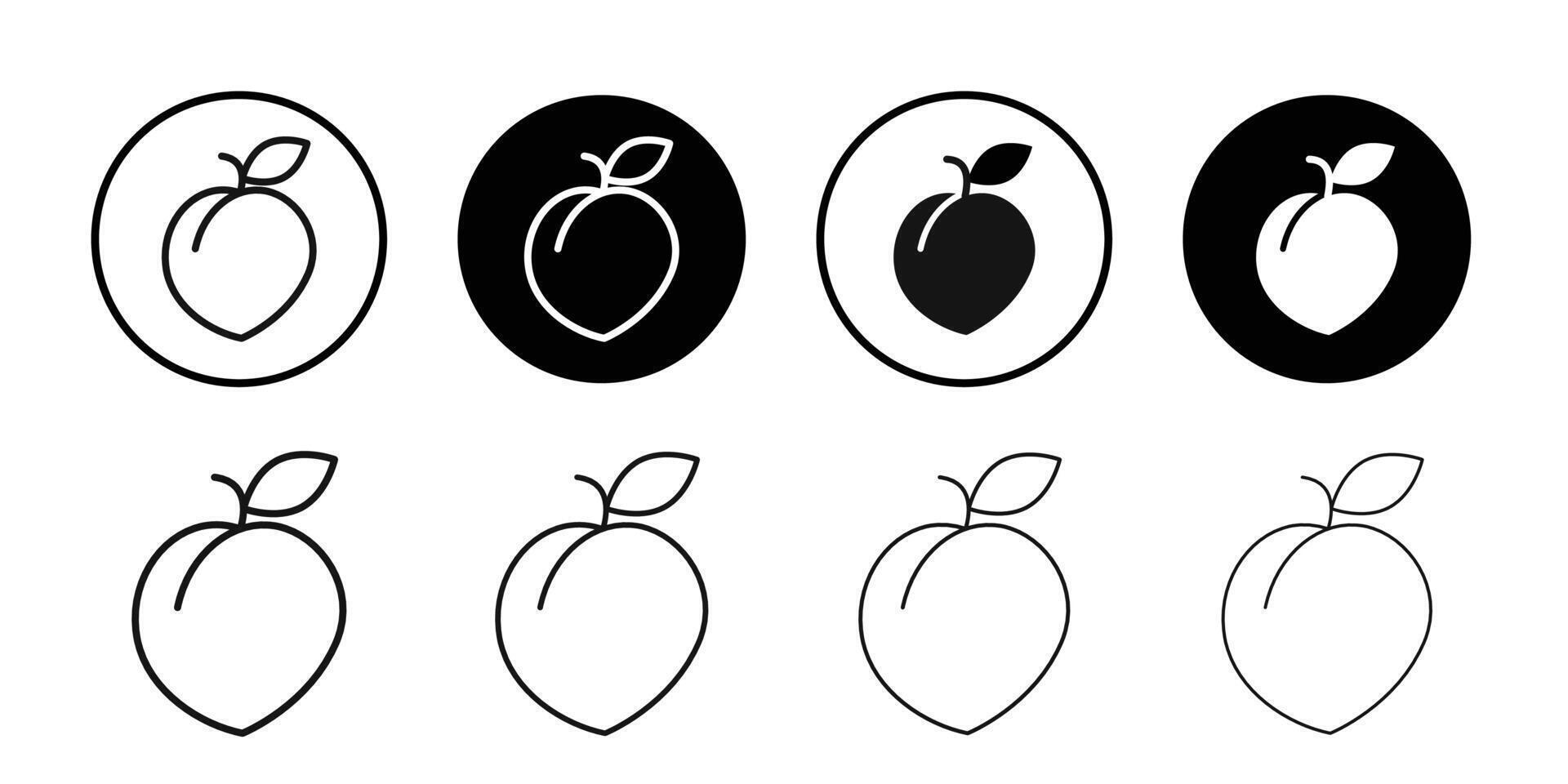 Peach icon Black and white outline vector