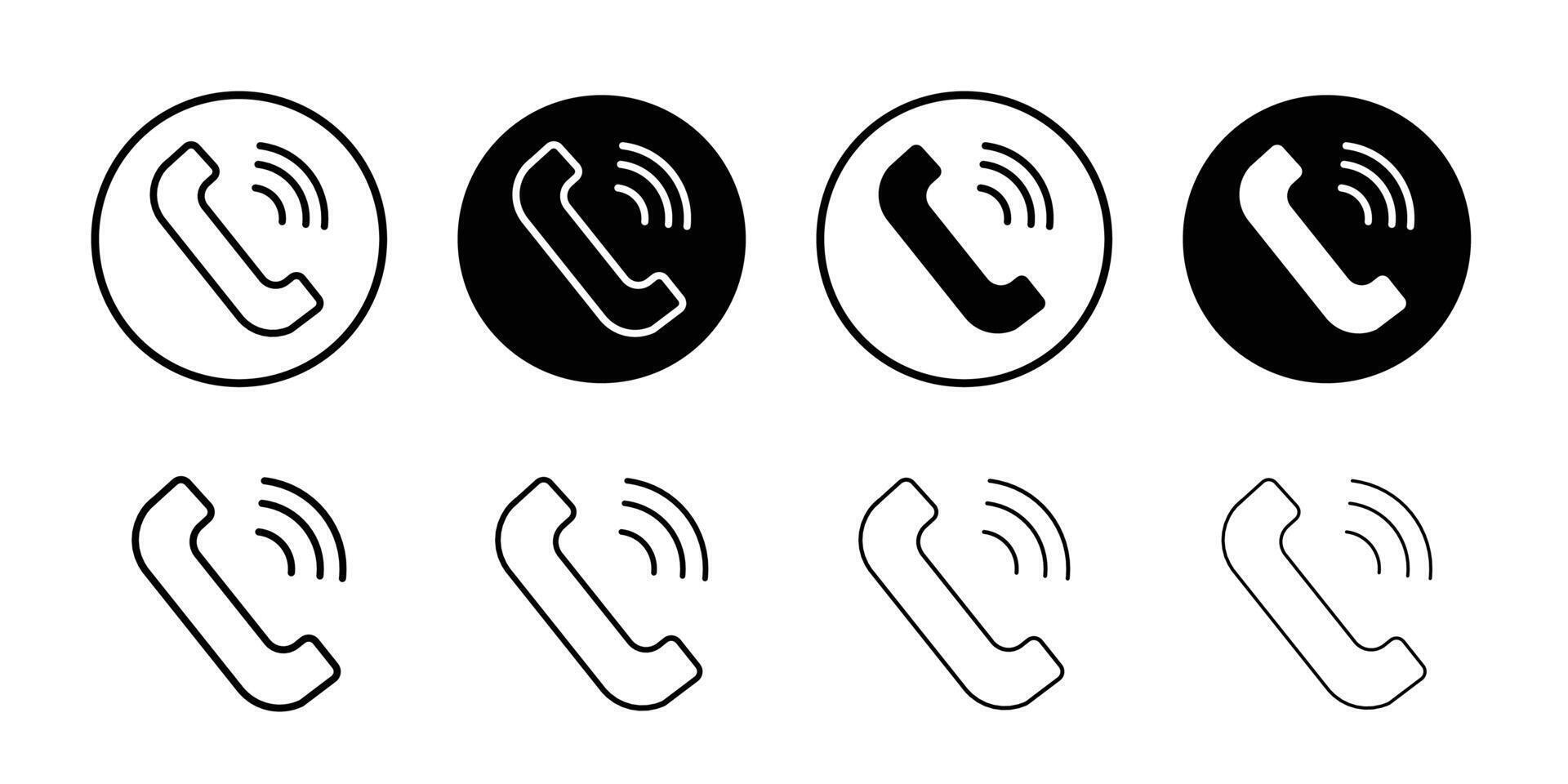 Phone call icon Black and white outline vector