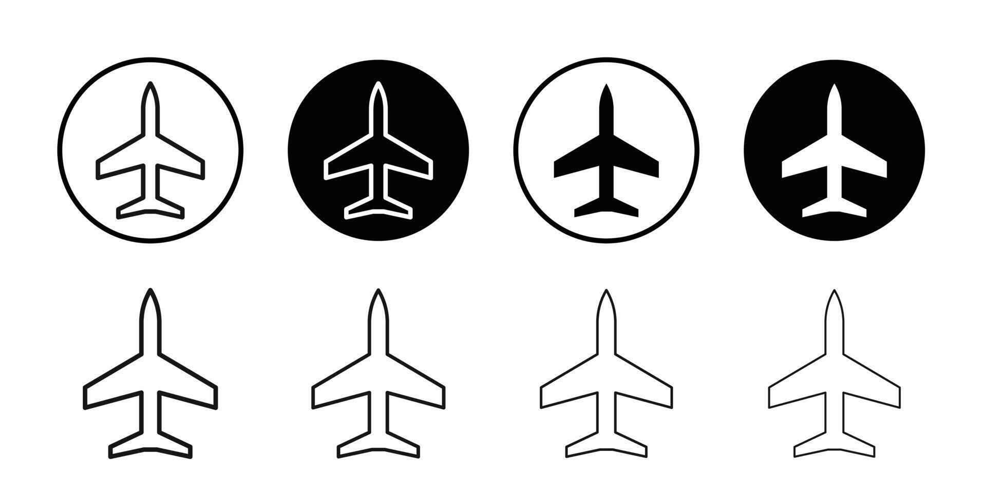 Plane icon Black and white outline vector