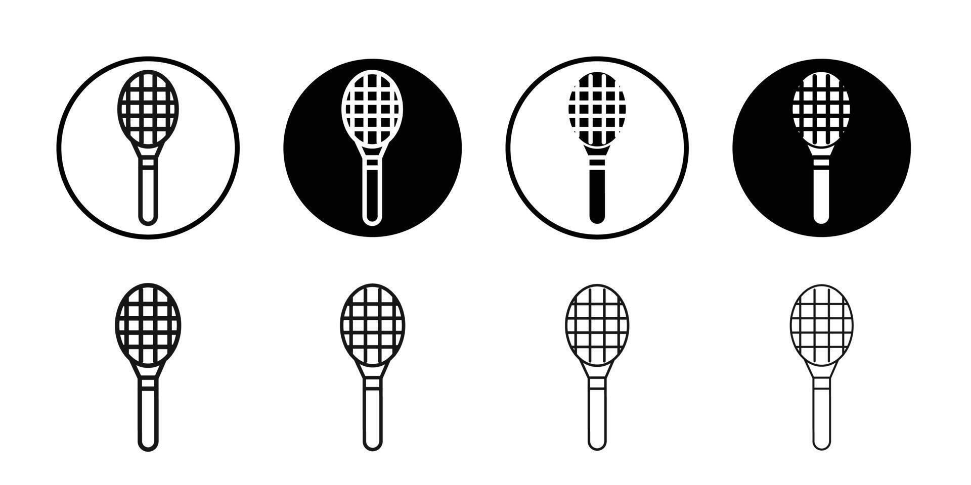 Racquet icon Black and white outline vector