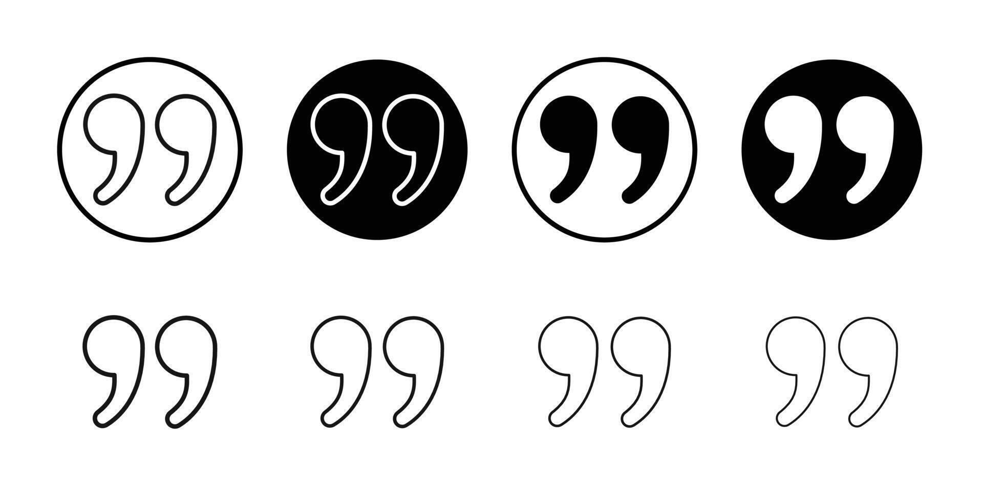 Quote right icon Black and white outline vector