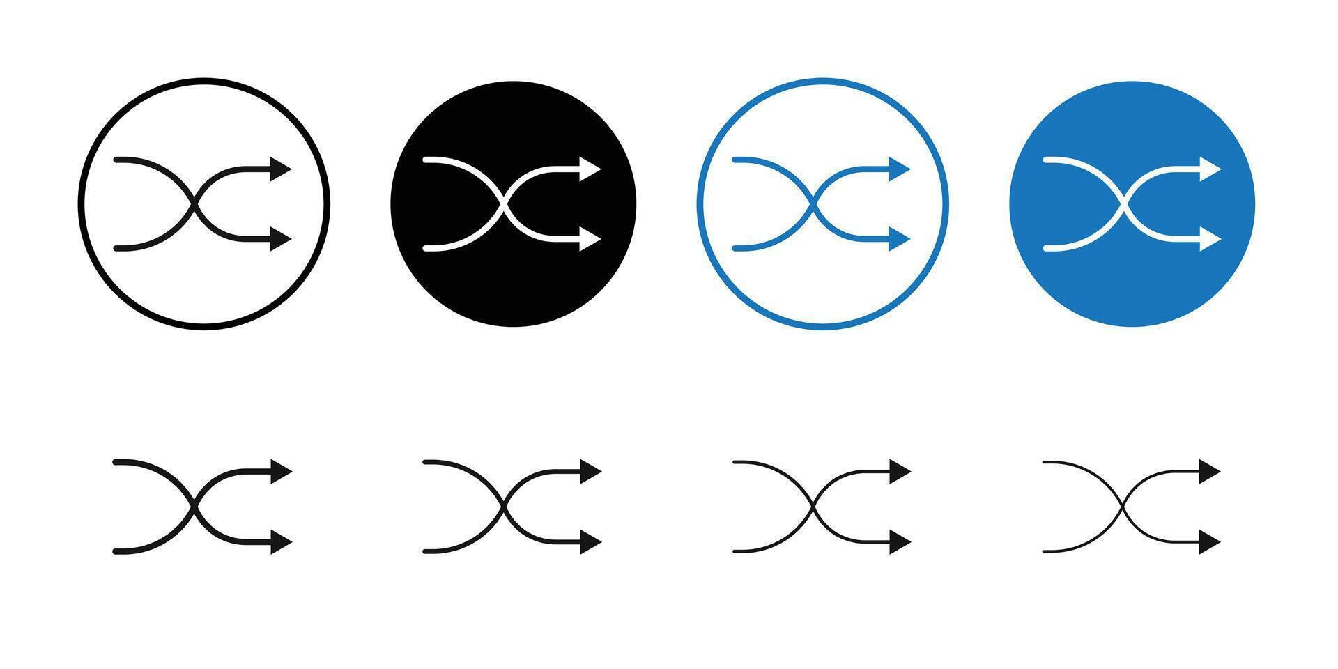 Shuffle icon Black and white outline vector