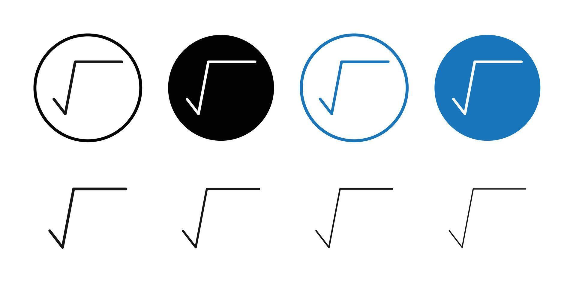 Square root icon Black and white outline vector
