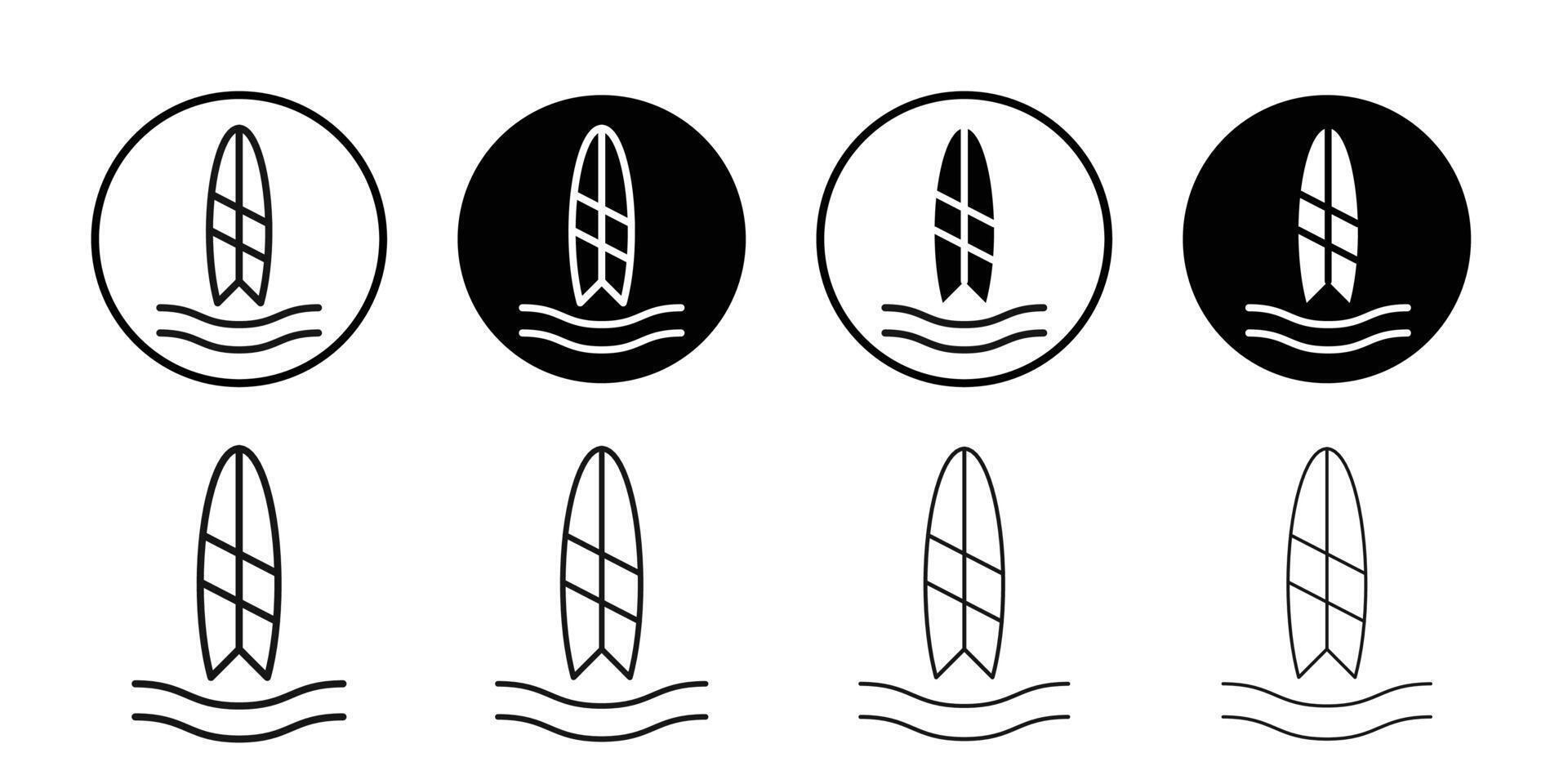 Surfing icon Black and white outline vector