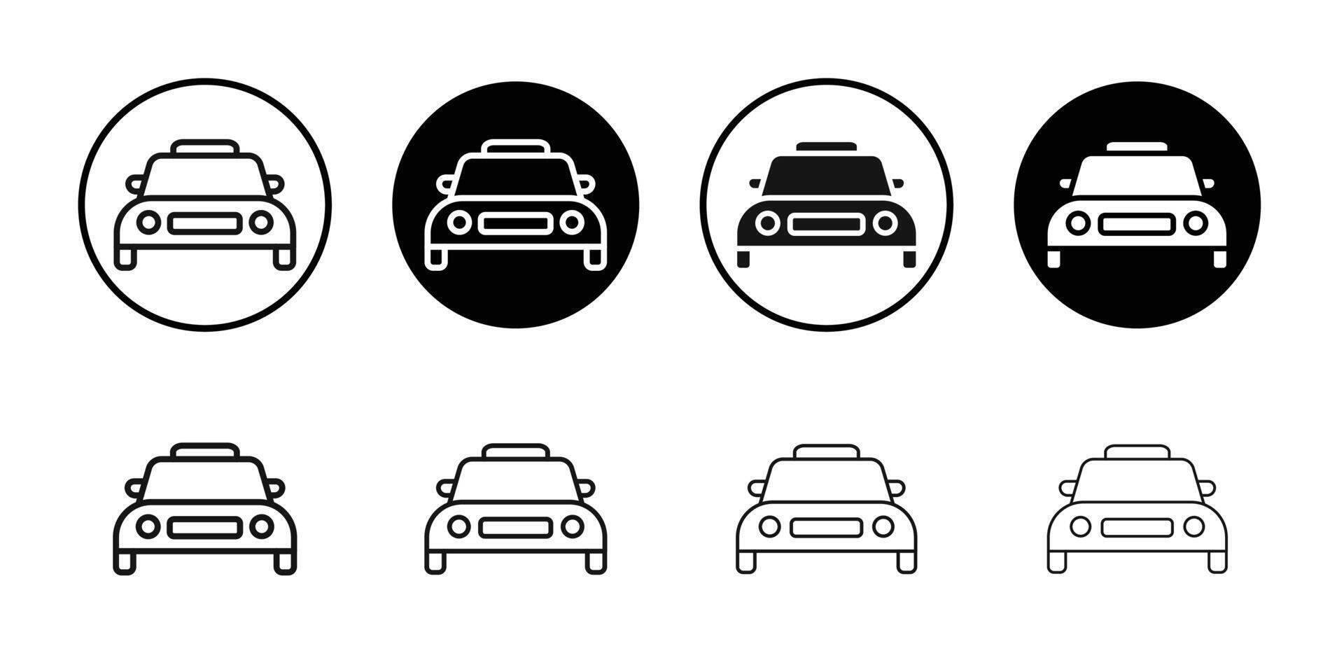 Taxi icon Black and white outline vector