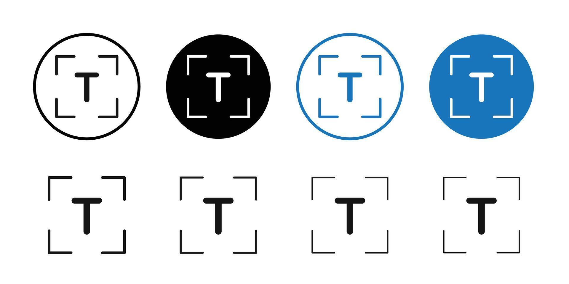 Text icon Black and white outline vector
