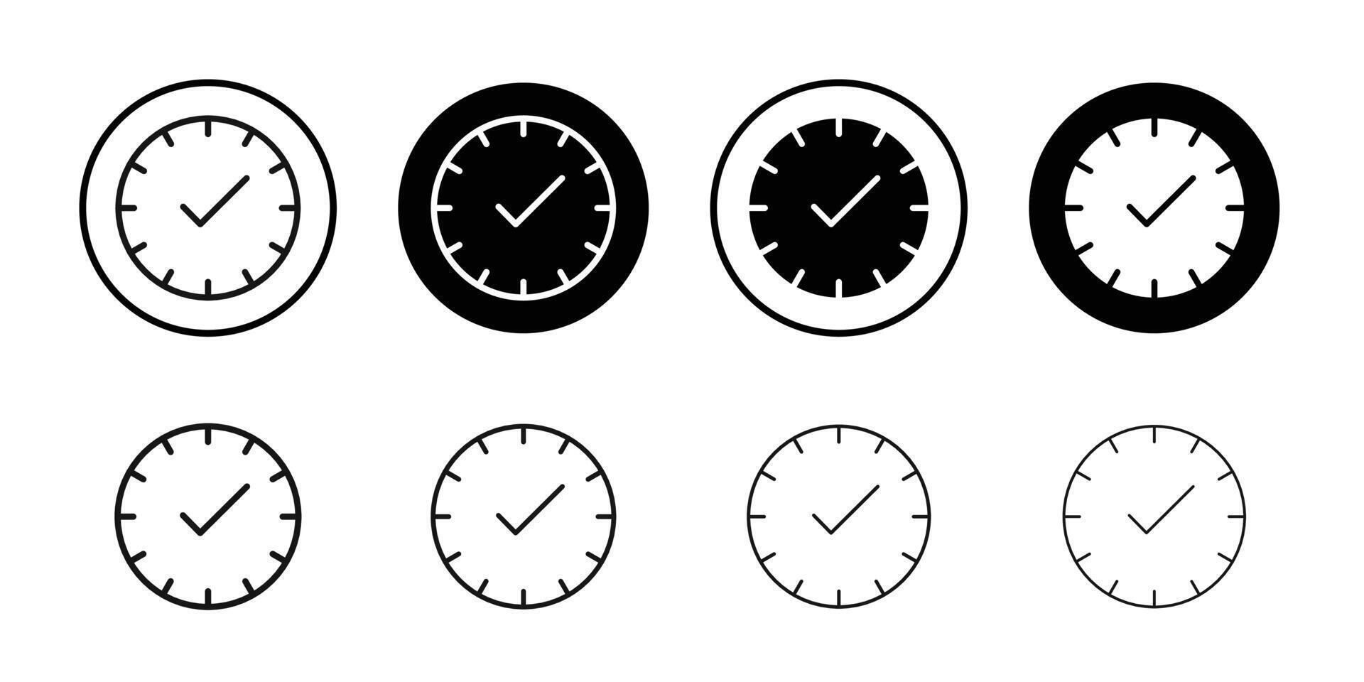 Time check icon Black and white outline vector