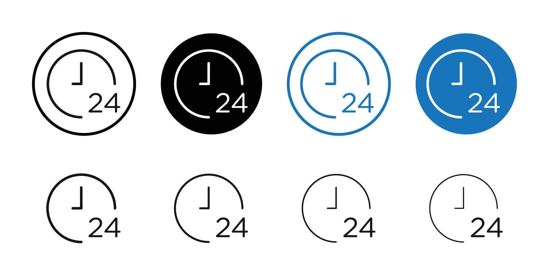 Time twenty four icon Black and white outline vector