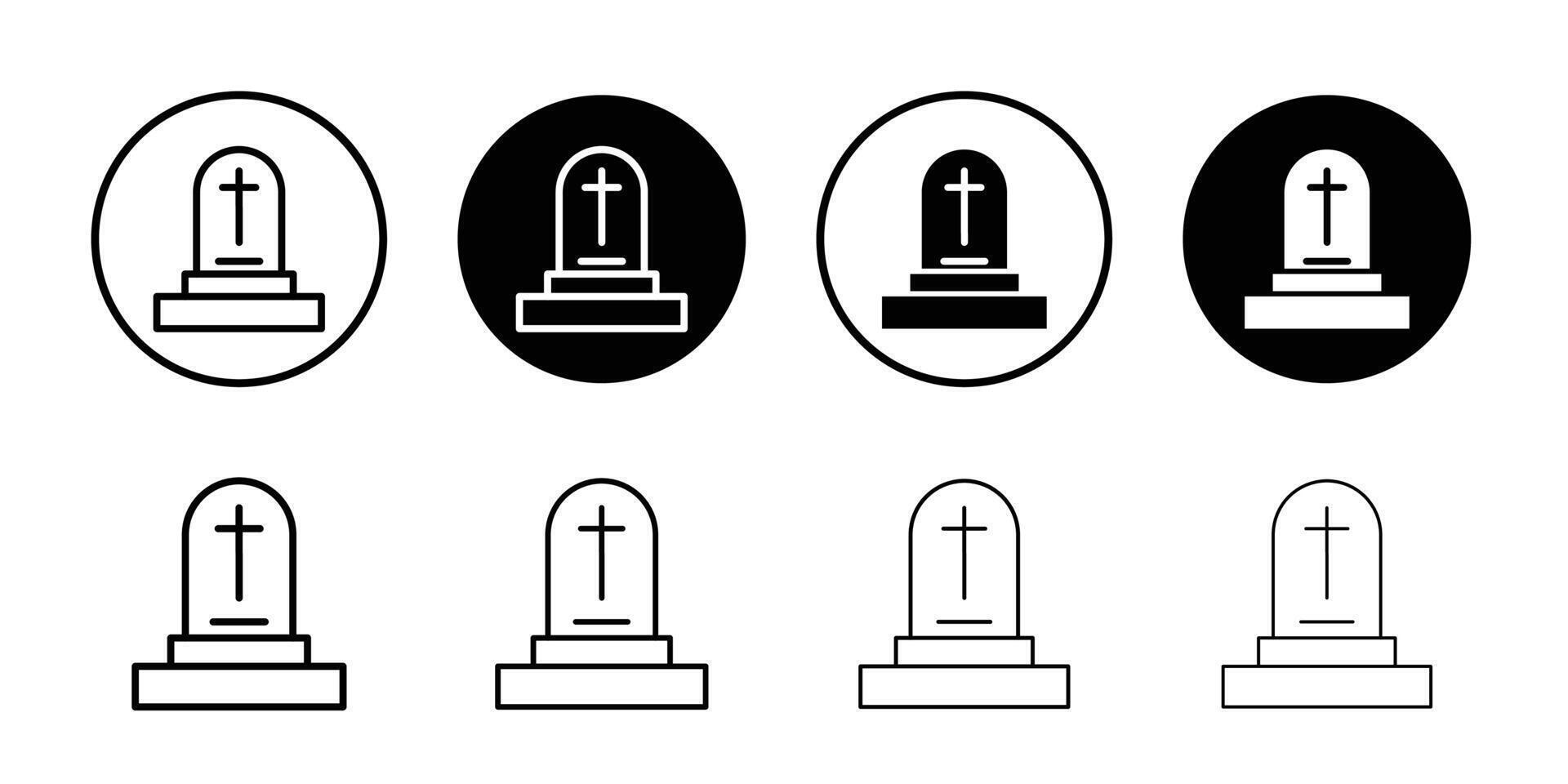 Tombstone icon Black and white outline vector