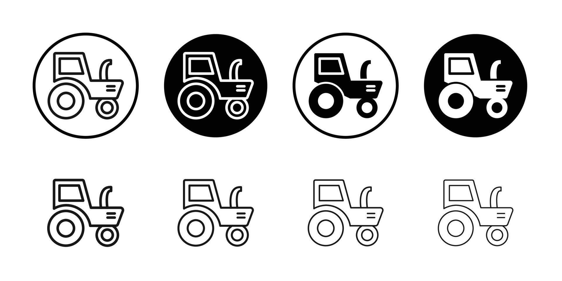 Tractor icon Black and white outline vector