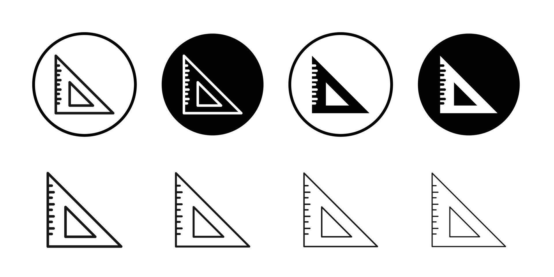 Triangle Ruler icon Black and white outline vector