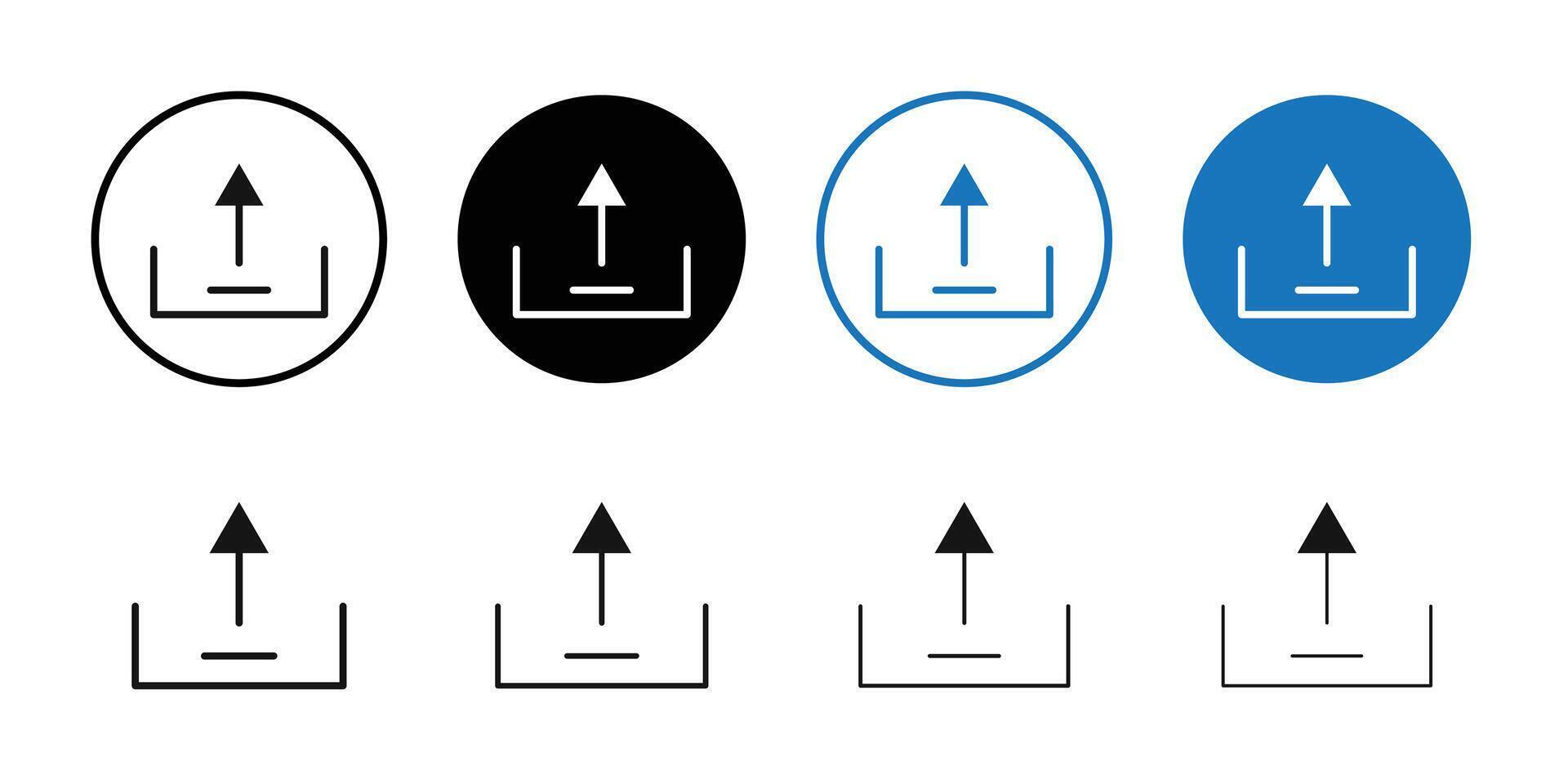 Upload icon Black and white outline vector