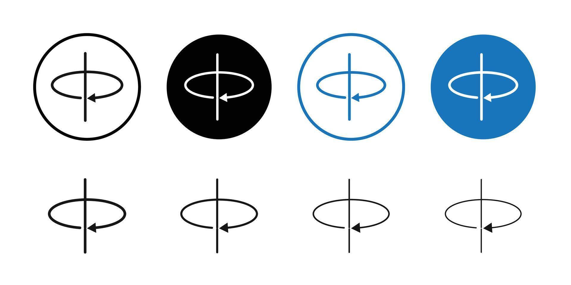 arrow spin around axis icon logo sign set outline vector