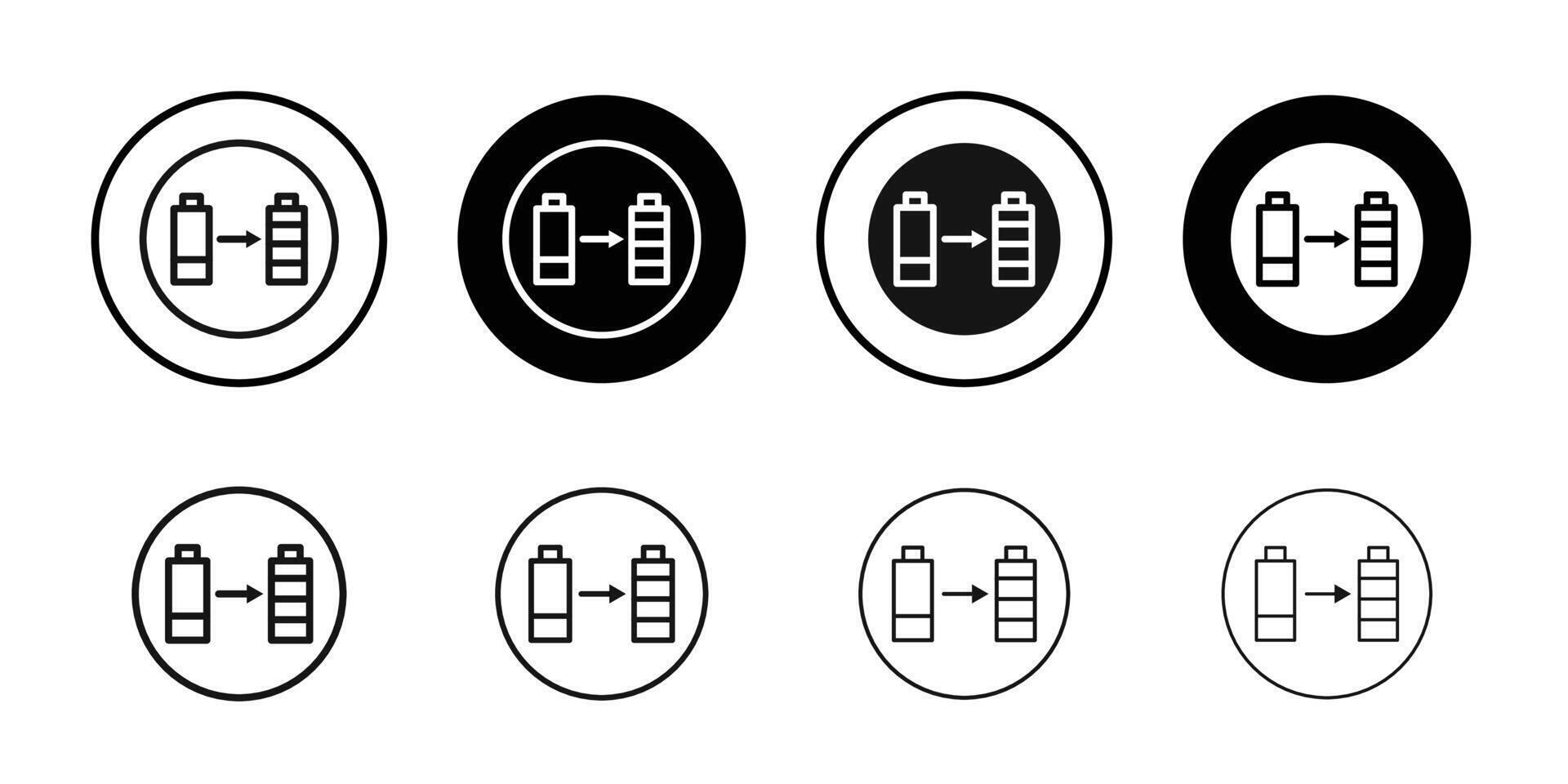 Battery fast charge icon logo sign set outline vector