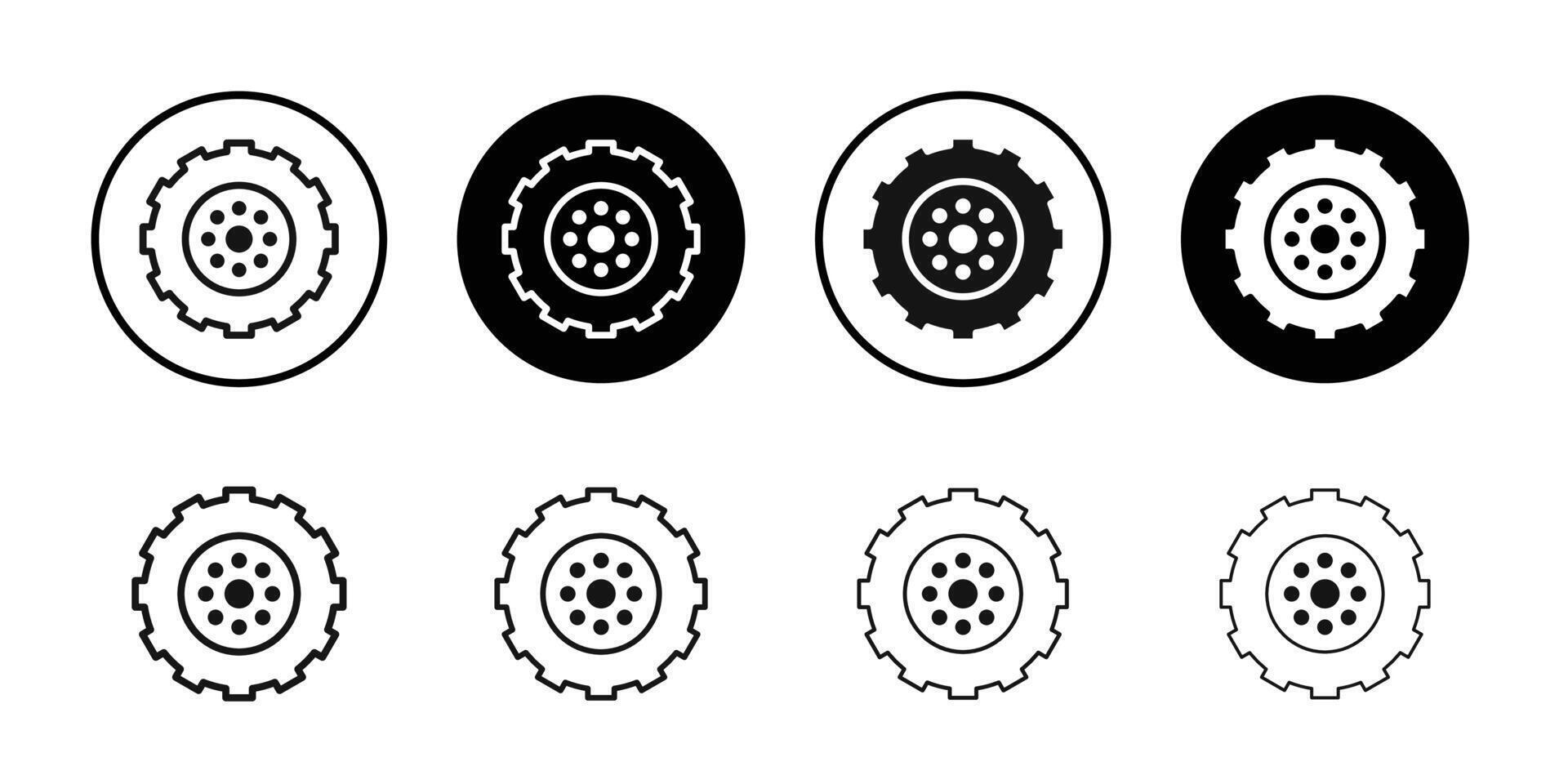 car wheel icon logo sign set outline vector