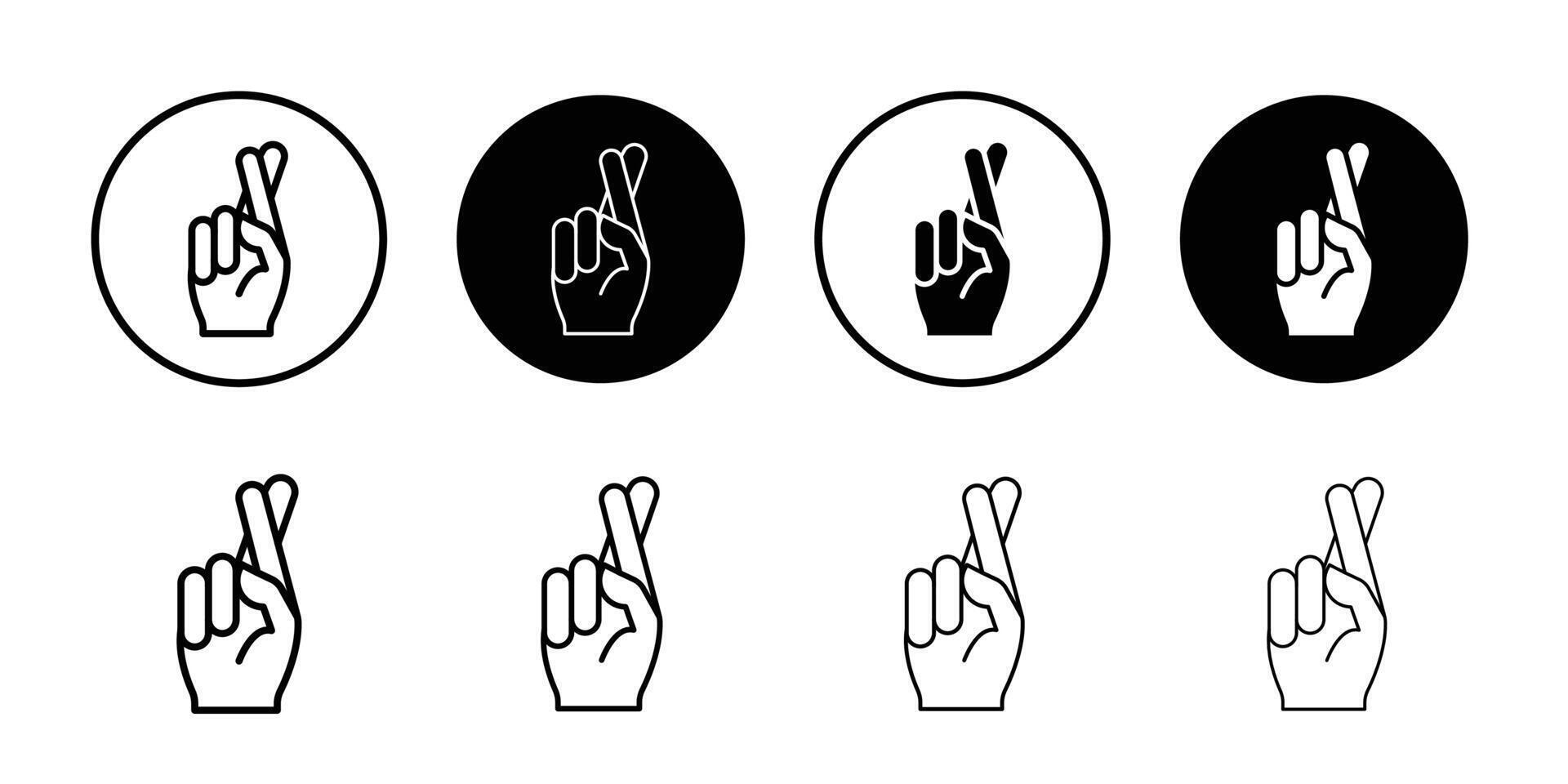 Crossed fingers icon logo sign set outline vector