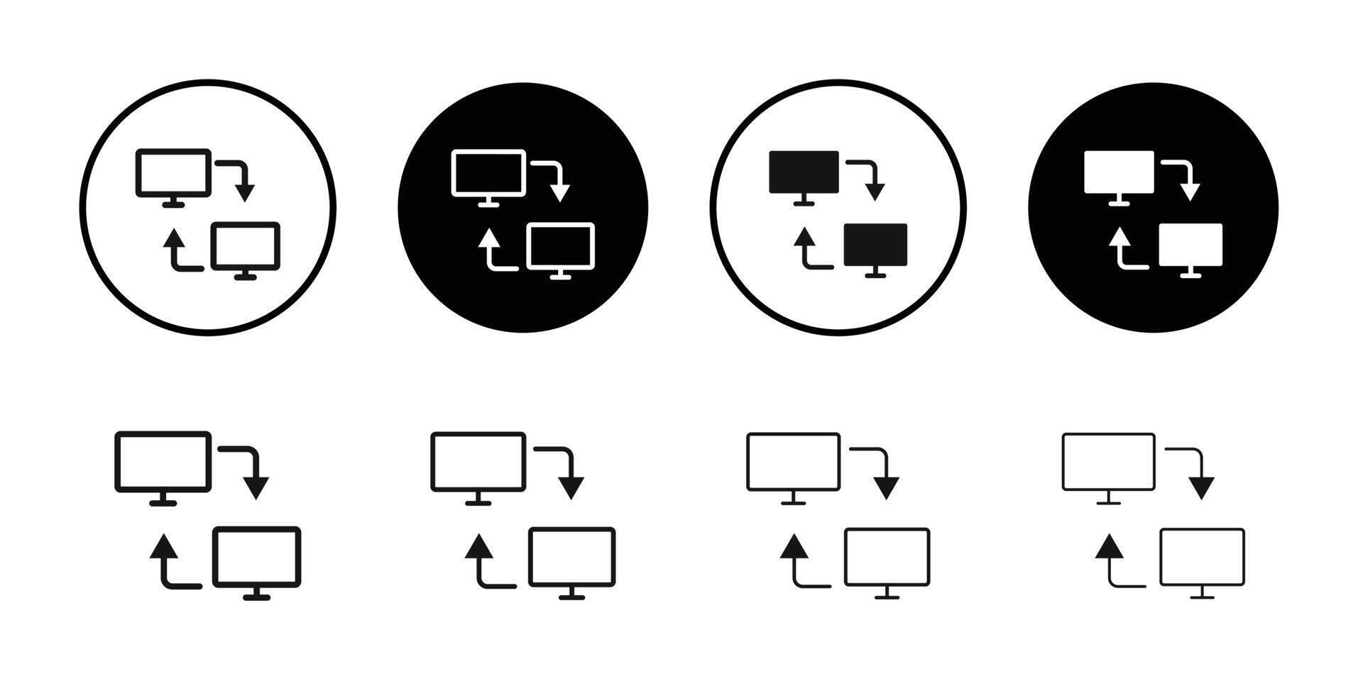 Data exchange icon logo sign set outline vector