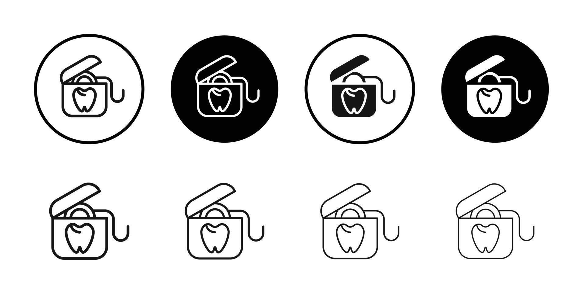 Dental floss icon logo sign set outline vector
