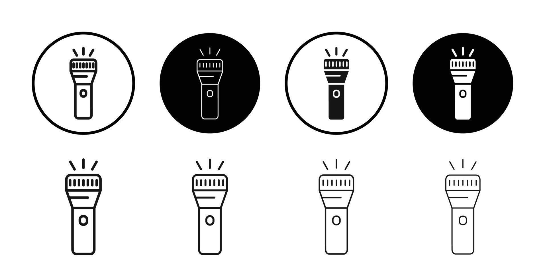 Flashlight torch icon logo sign set outline vector