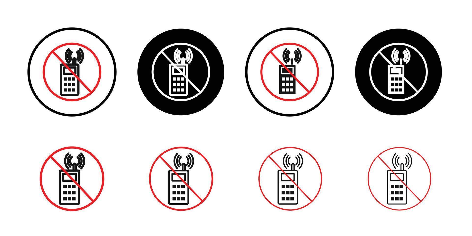 ISO 7010 No activated mobile phone icon logo sign set outline vector