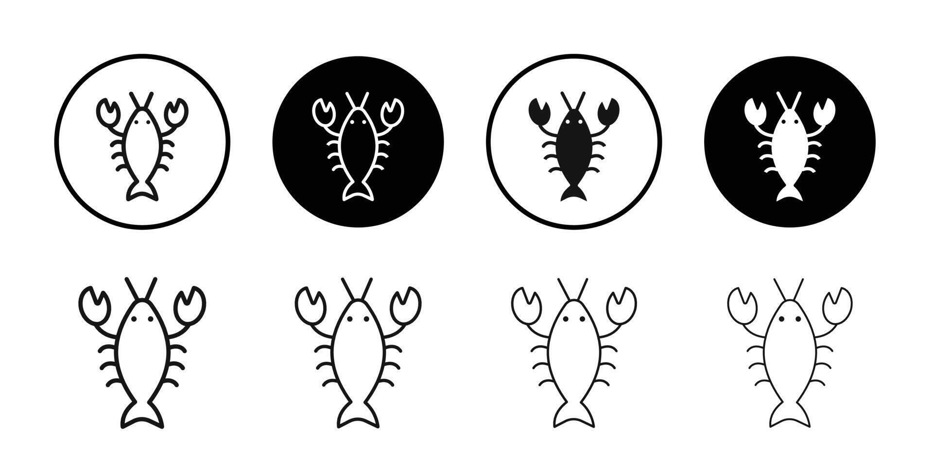 lobster icon logo sign set outline vector