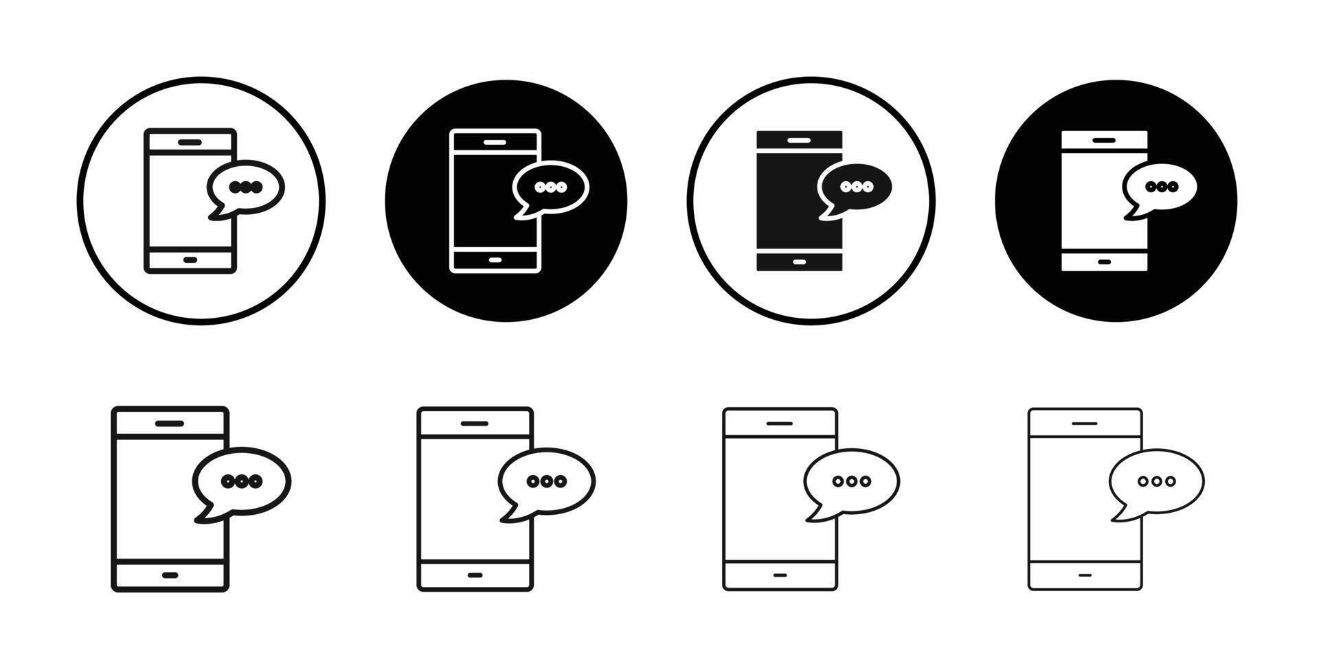 Message phone icon logo sign set outline vector