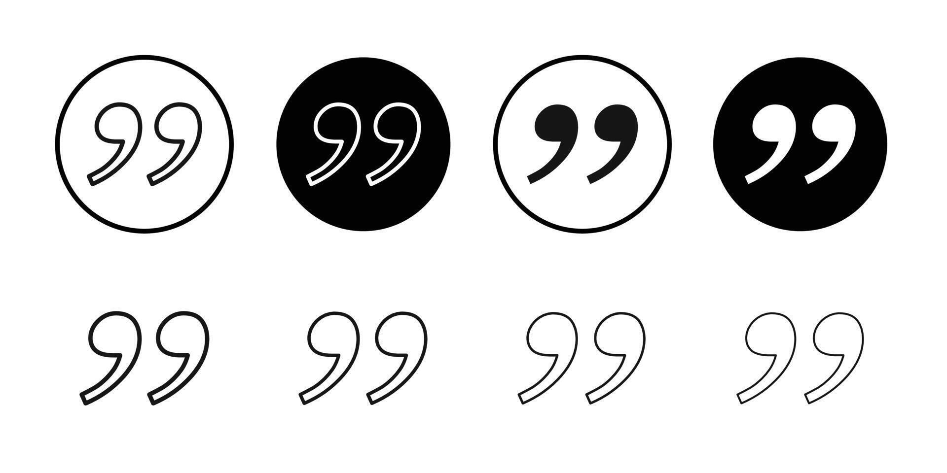 Quote icon logo sign set outline vector