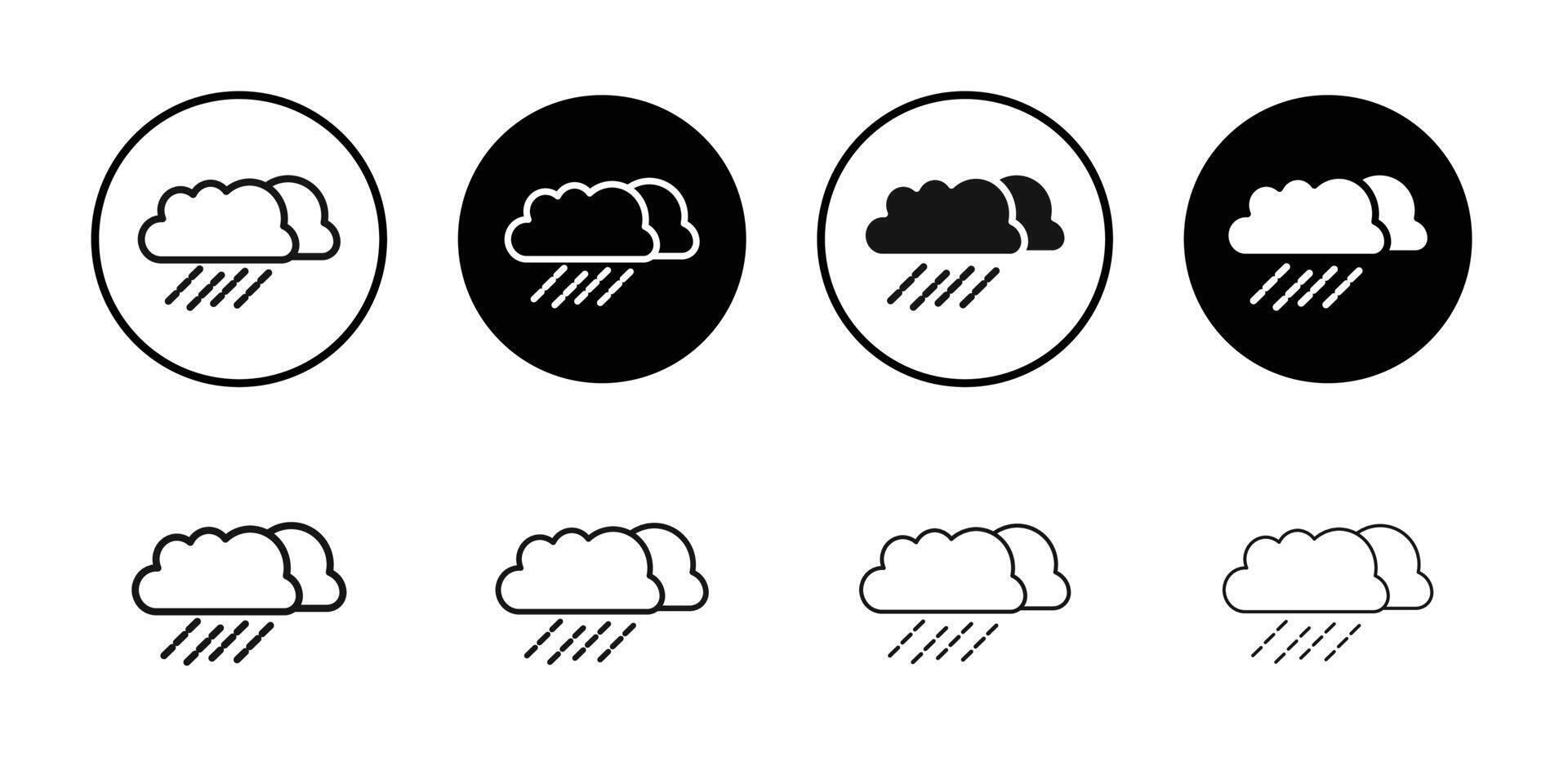 rain and cloud icon logo sign set outline vector
