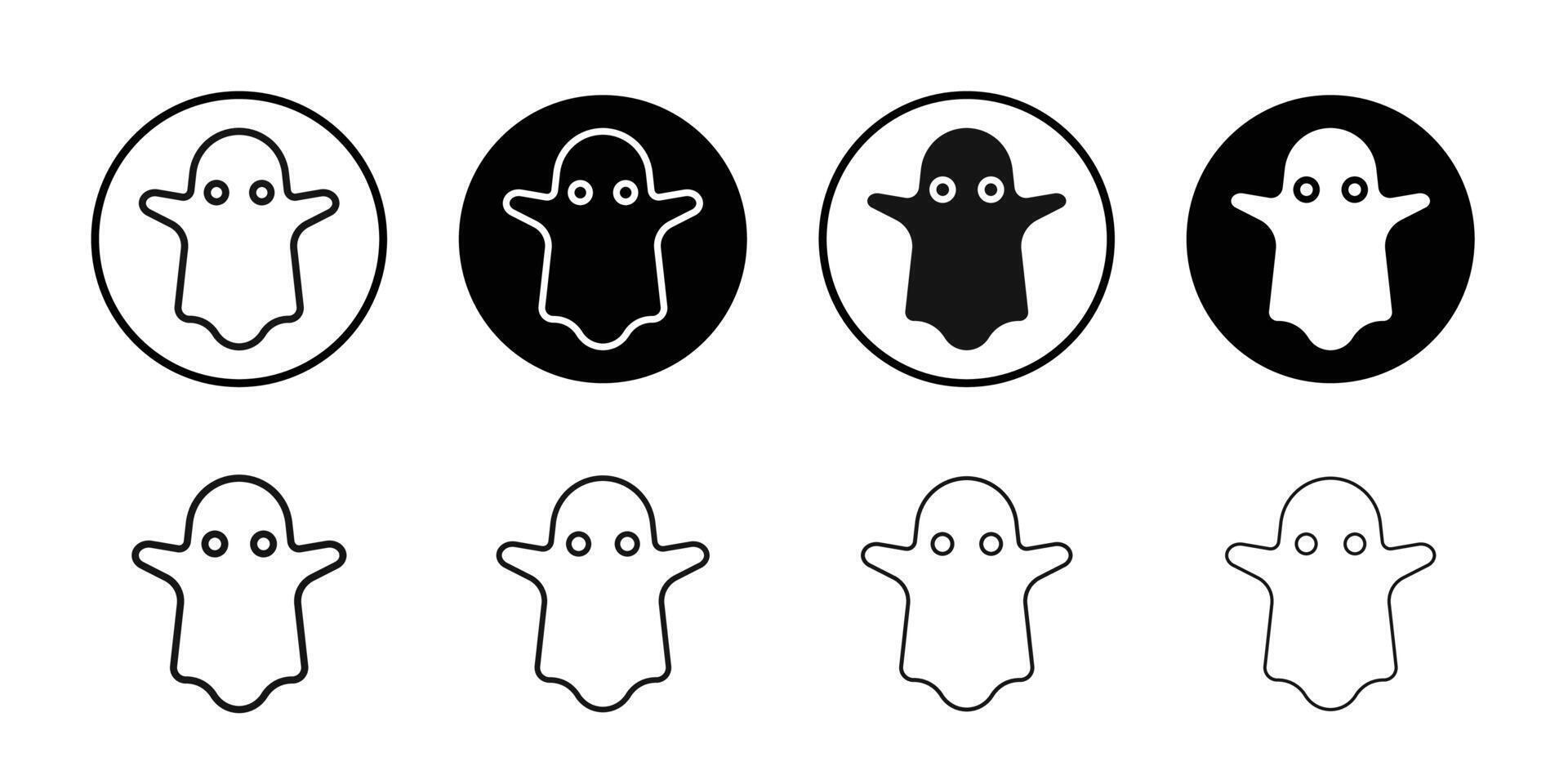 scary Ghost icon logo sign set outline vector