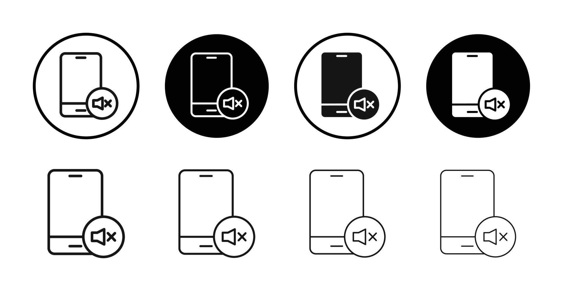 silent phone icon logo sign set outline vector