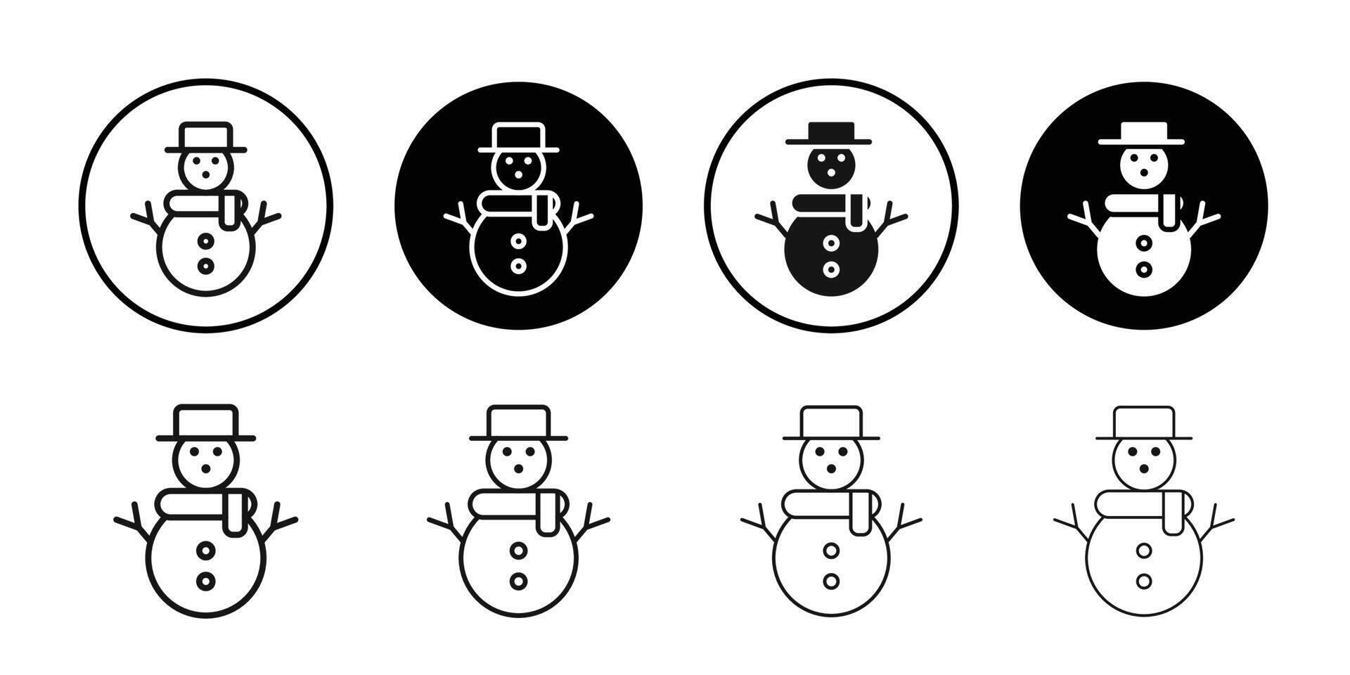 snow man icon logo sign set outline vector