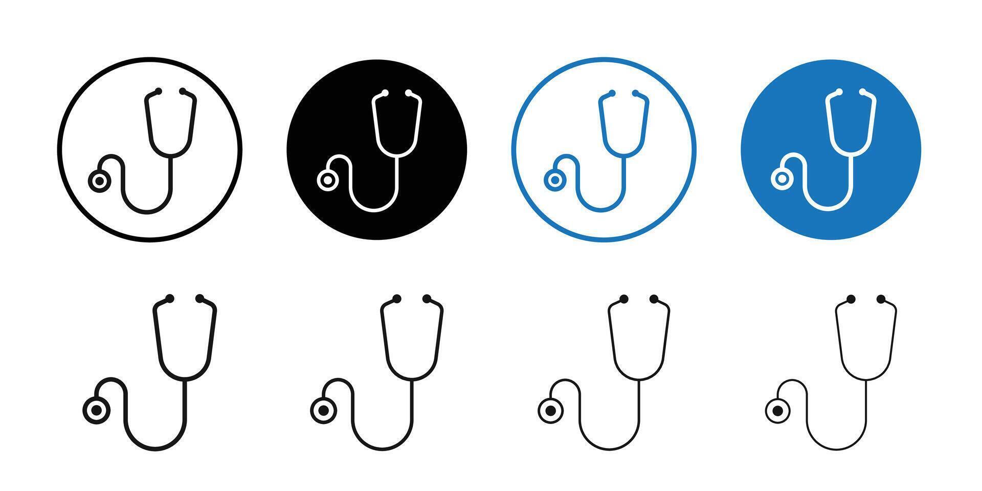 stethoscope icon logo sign set outline vector