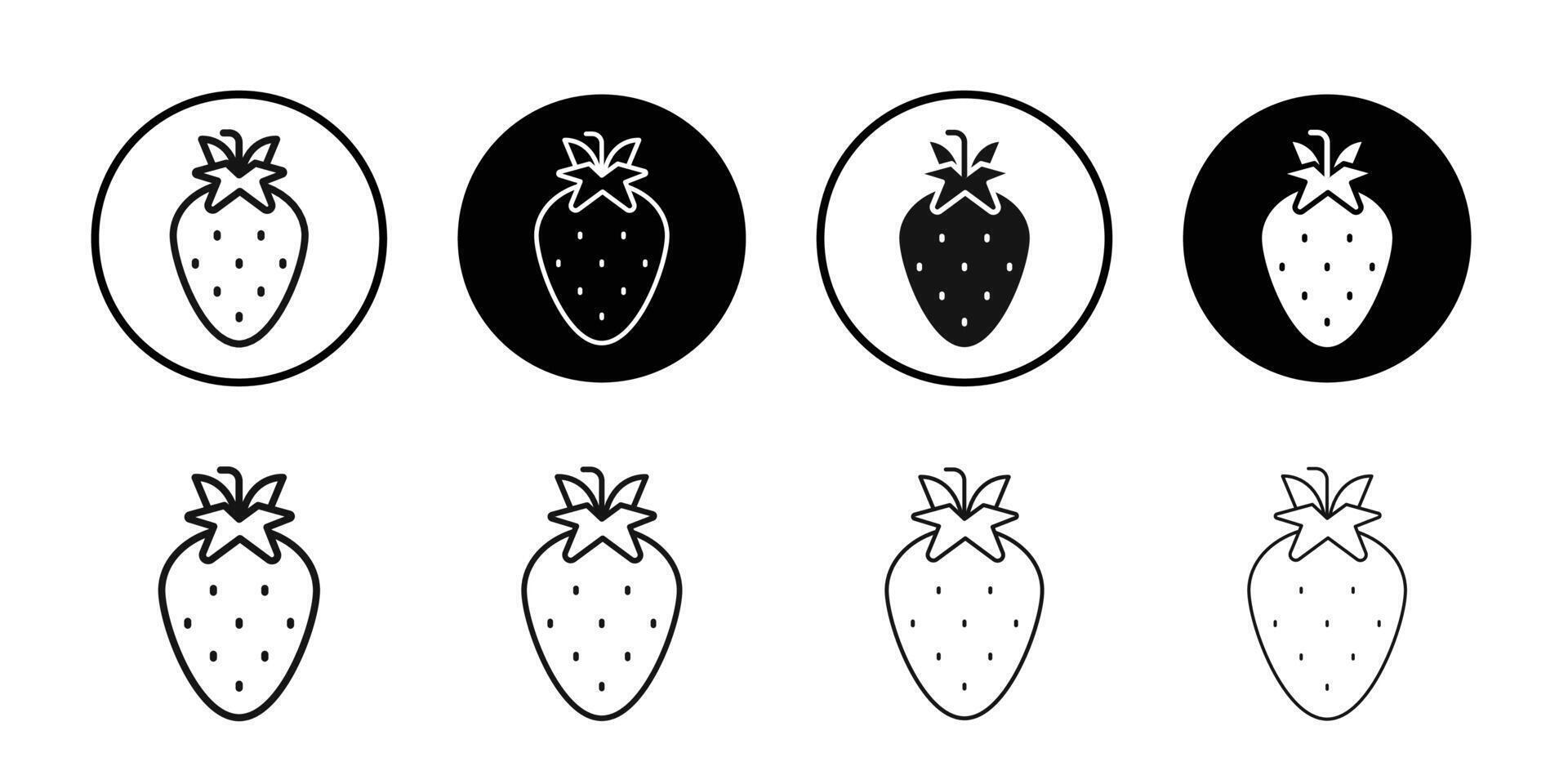 strawberry icon logo sign set outline vector