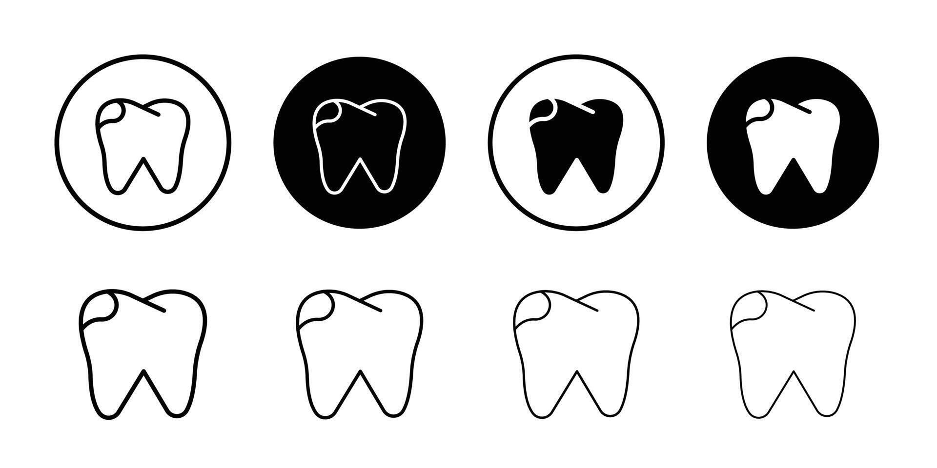 Tooth with caries icon logo sign set outline vector