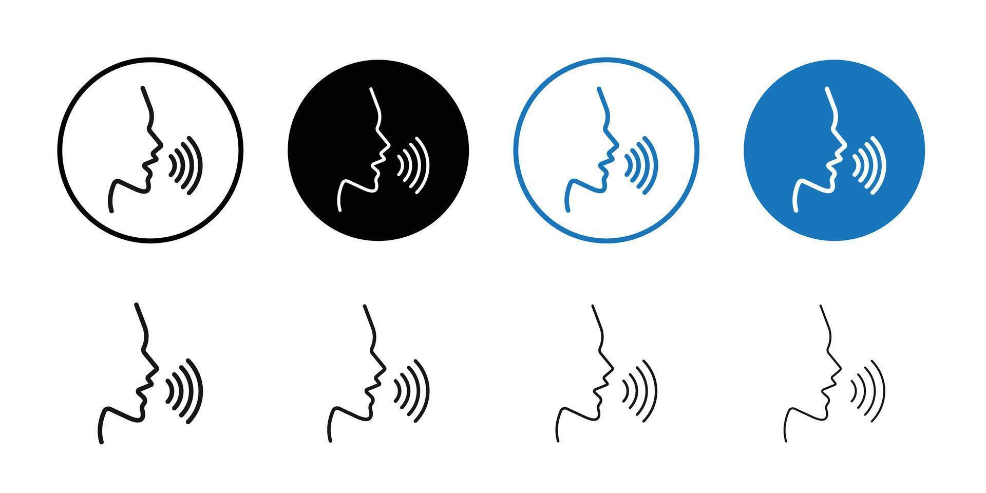 Voice recognition icon logo sign set outline vector