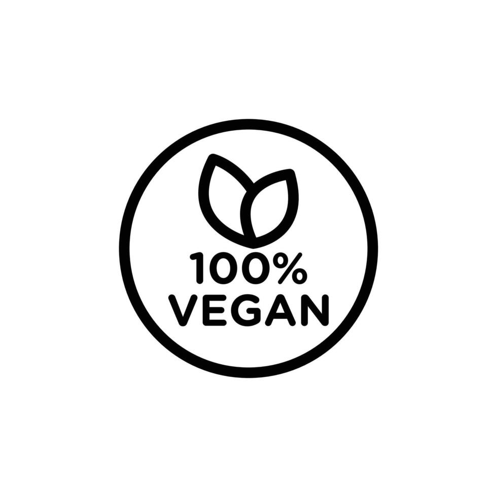 100 vegan icon Black and white outline vector