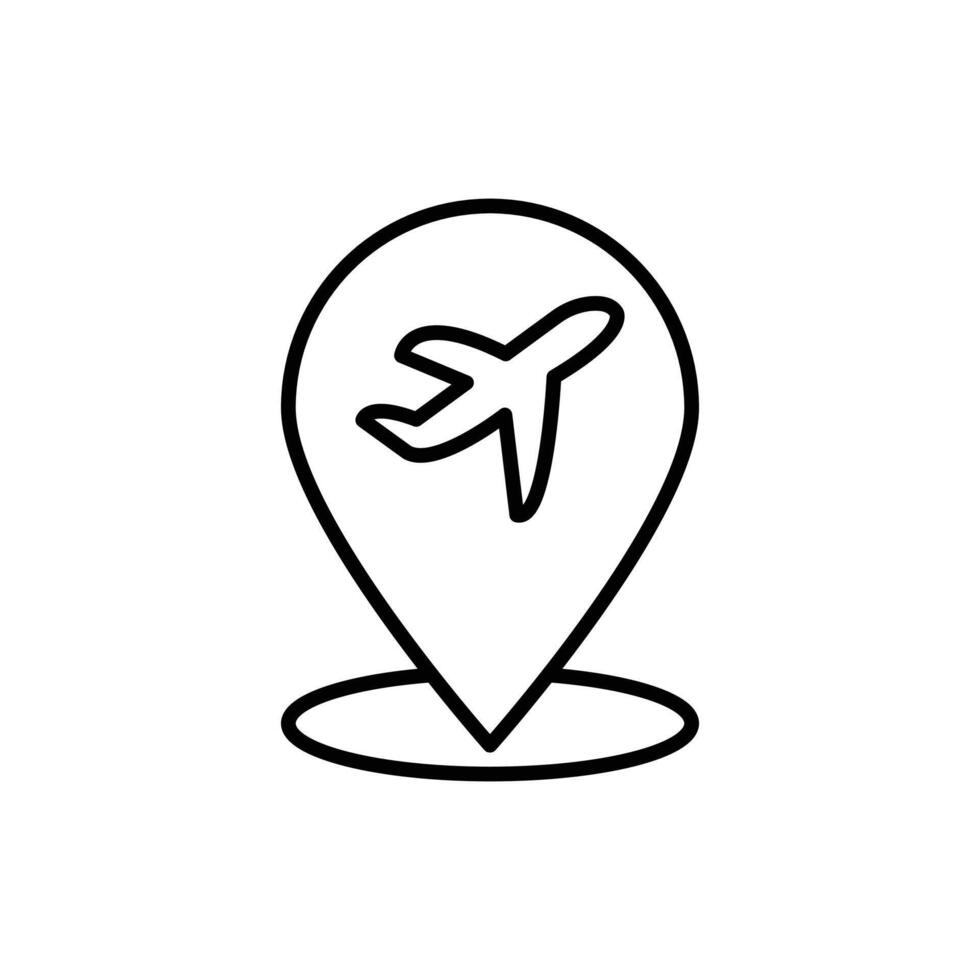 Airport location icon Black and white outline vector