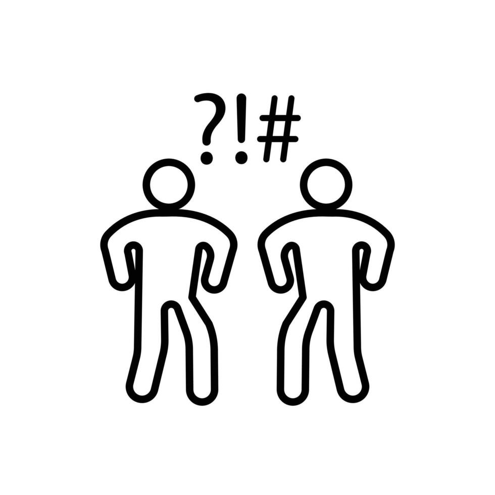 Angry people conflicts icon Black and white outline vector