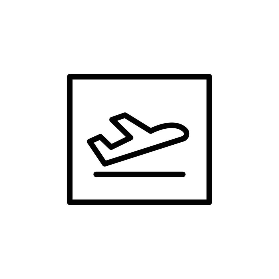 Arrivals plane icon Black and white outline vector