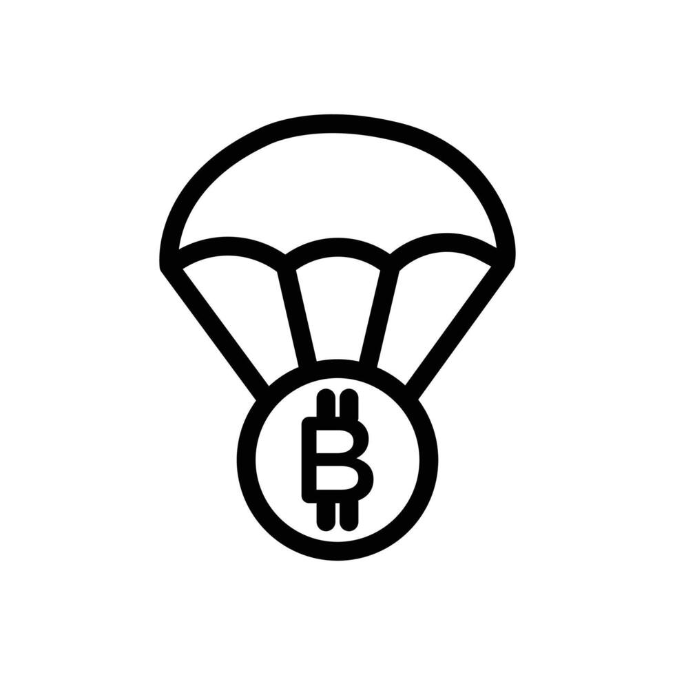 Bitcoin airdrop icon Black and white outline vector