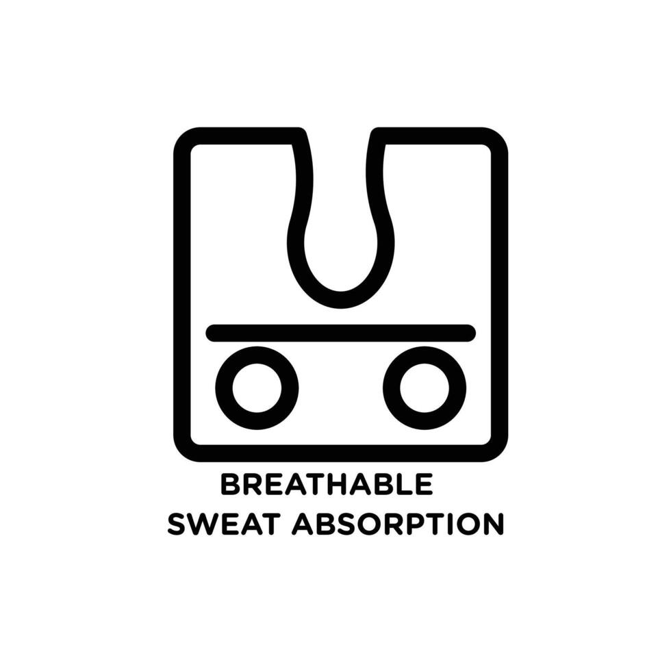 Breathable sweat absorption icon Black and white outline vector