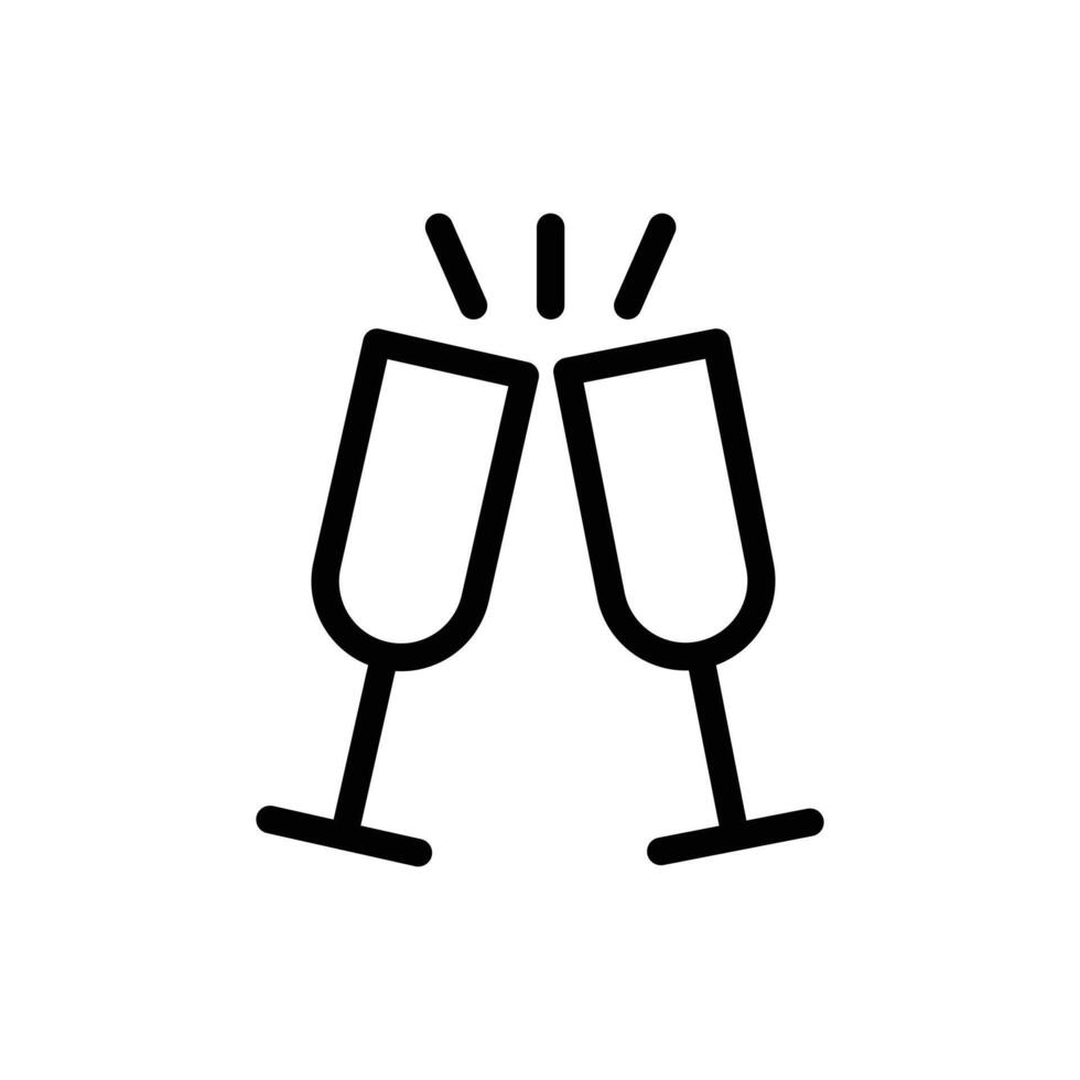 Champagne toast icon Black and white outline vector