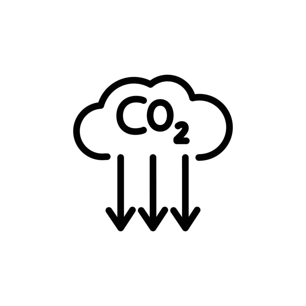CO2 reduction icon Black and white outline vector