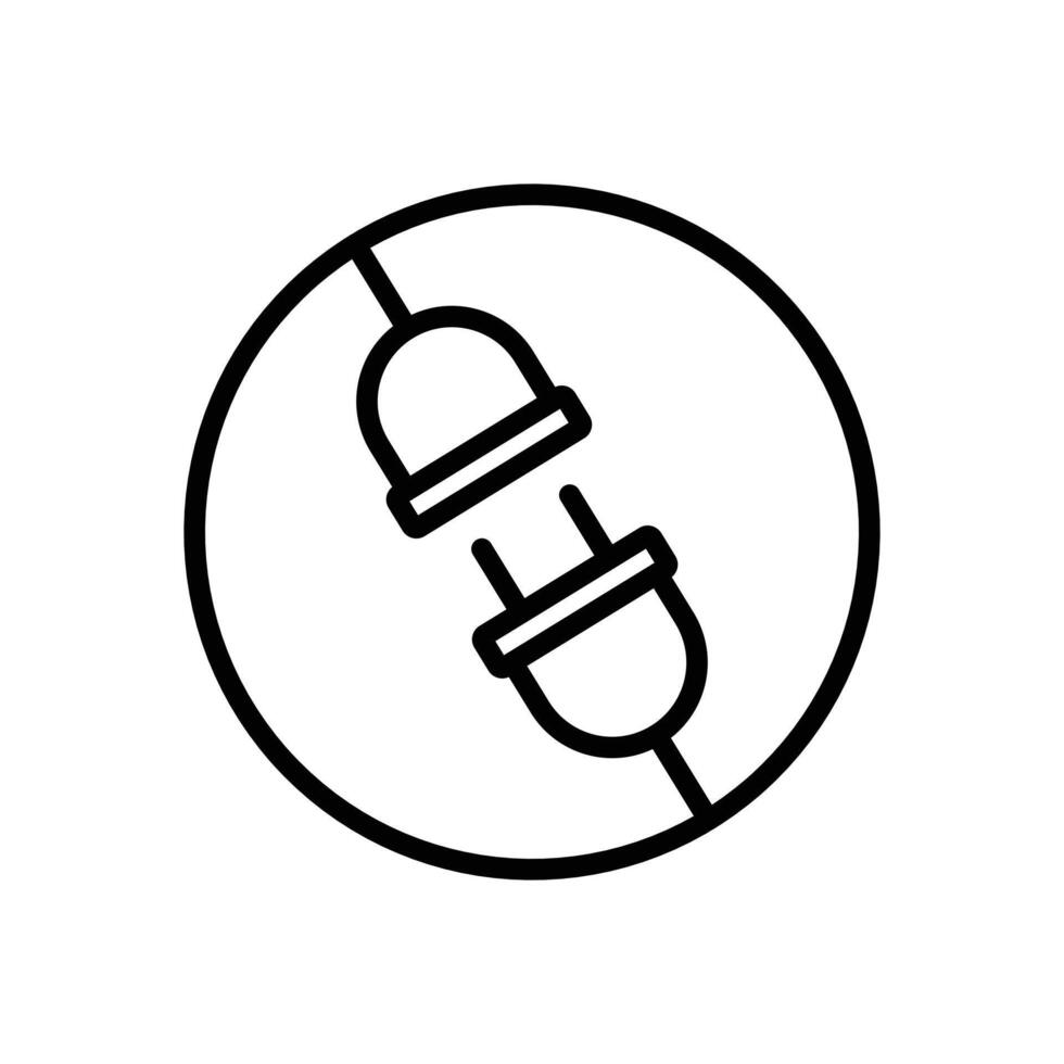 Connect plug icon Black and white outline vector