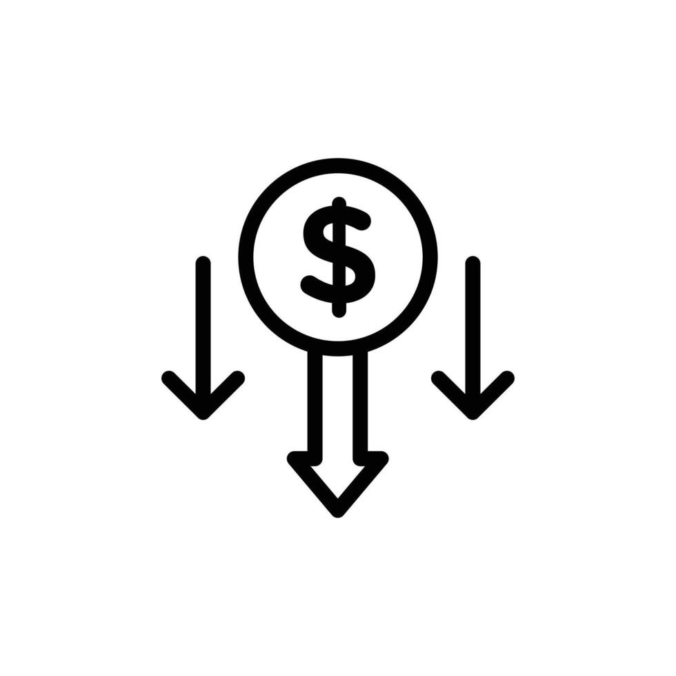 Cost reduction icon Black and white outline vector