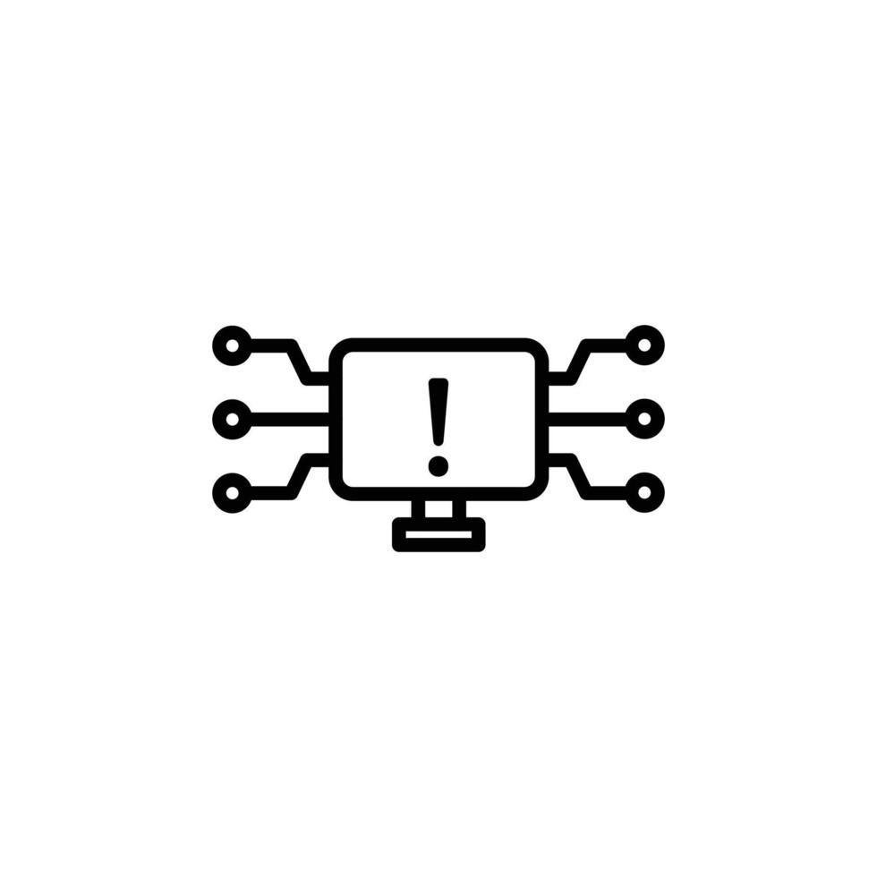 Cyber attack icon Black and white outline vector