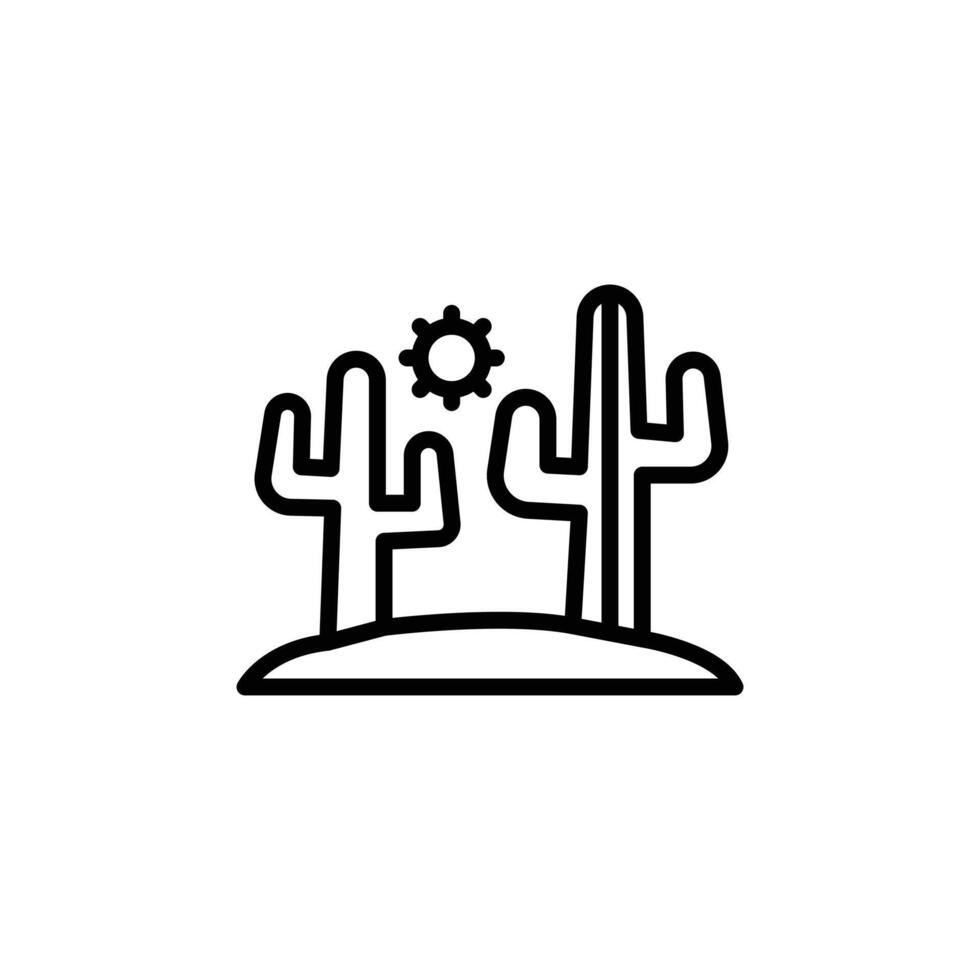Desert cactus icon Black and white outline vector