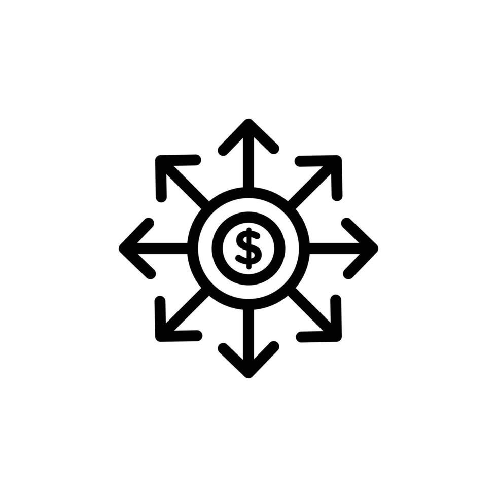 Diversified investment icon Black and white outline vector