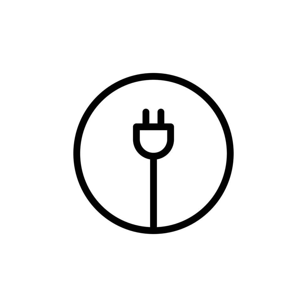 Electrical plug icon Black and white outline vector
