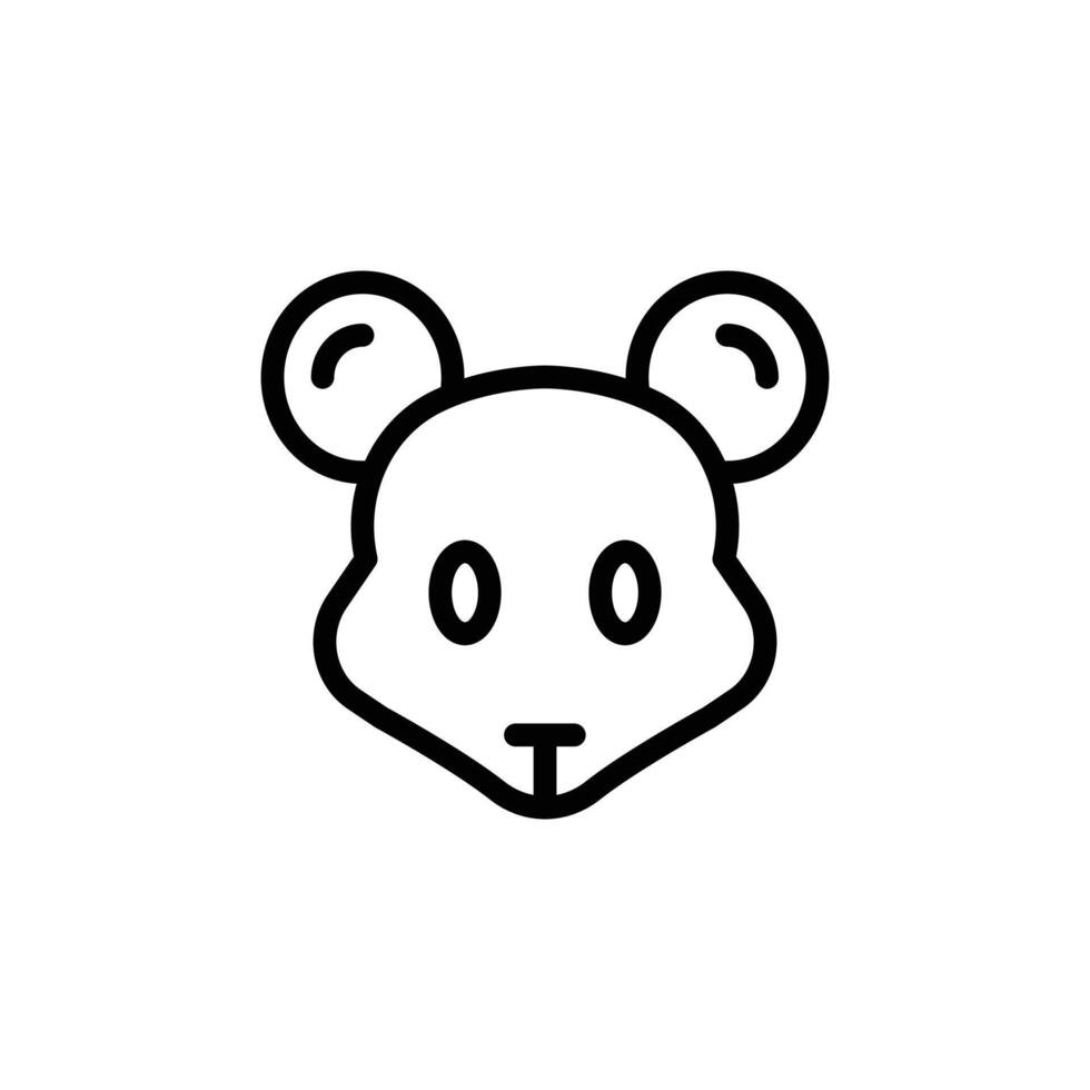 Face of mouse icon Black and white outline vector